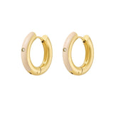 Beige Hoops Gold Earrings