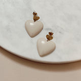 Beige Heart Earrings