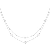 Double Clover Layer ~ Silver Necklace