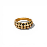 Checkered Gold Ring