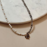 Pearl & Crystal Heart Necklace