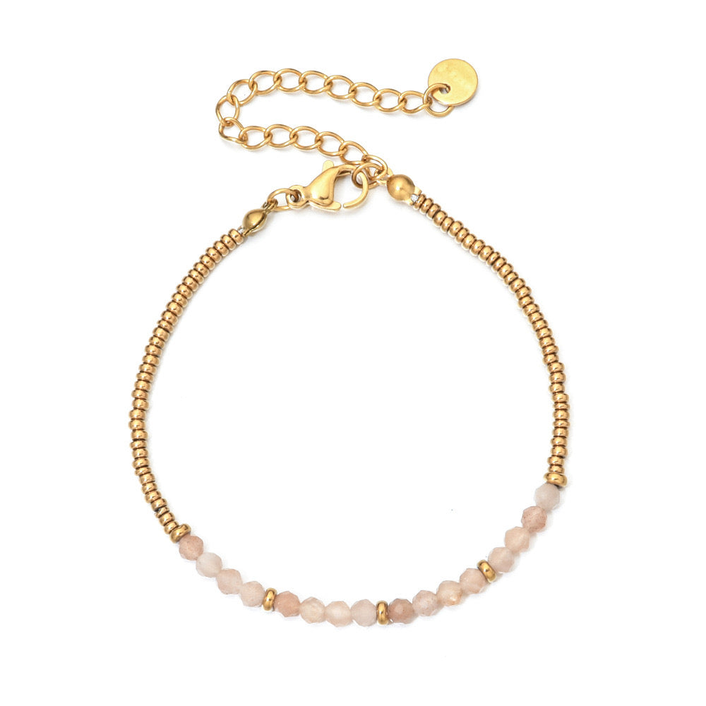 Natural Stone Adjustable Gold Bracelet