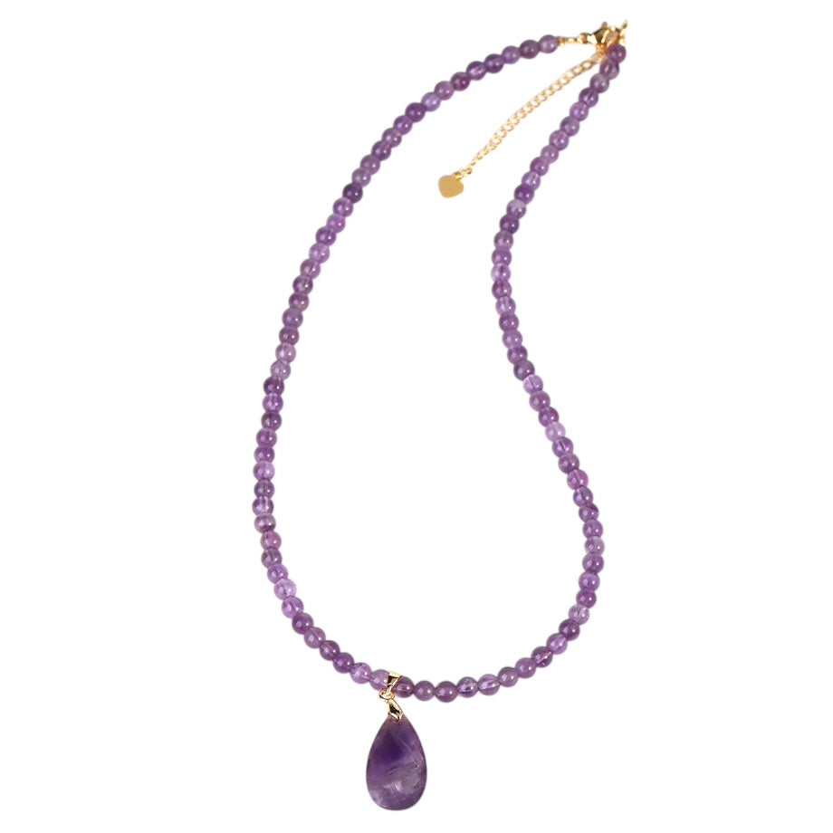 Natural Stone Teardrop Pendant Necklace