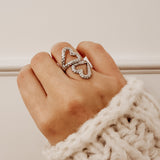 Double Hearts ~ Silver Ring