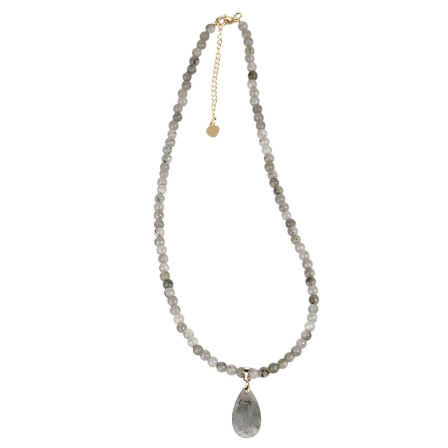Natural Stone Teardrop Pendant Necklace