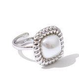 Silver Pearl Adjustable Ring