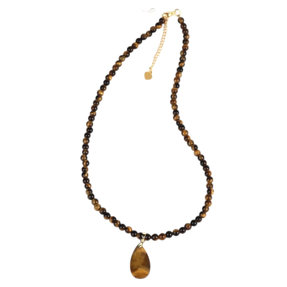 Natural Stone Teardrop Pendant Necklace