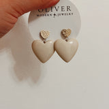 Beige Heart Earrings