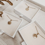 Engravable Initial CZ Round Pendant ~ Gold Necklace