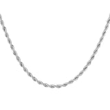 50CM + 5CM Twisted Rope ~ Silver Necklace 4.5MM