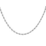 40CM + 5CM Twisted Rope ~ Silver Necklace 4.5MM