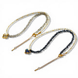 Crystal Heart & Pearl Necklace