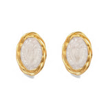Vintage White ~ Gold Earrings