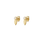Leaf & Stone ~ Gold Earrings