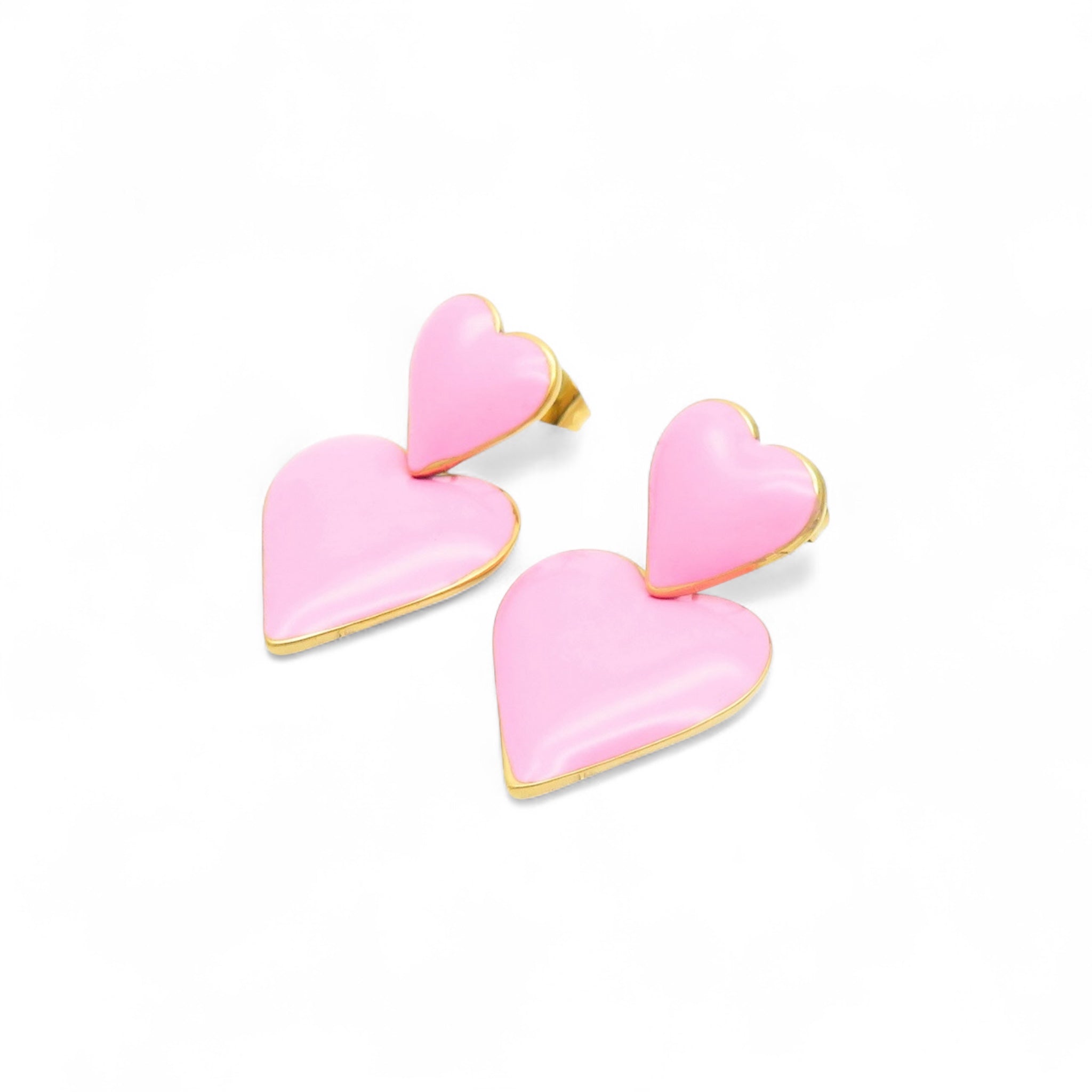 Double Hearts ~ Gold Earrings