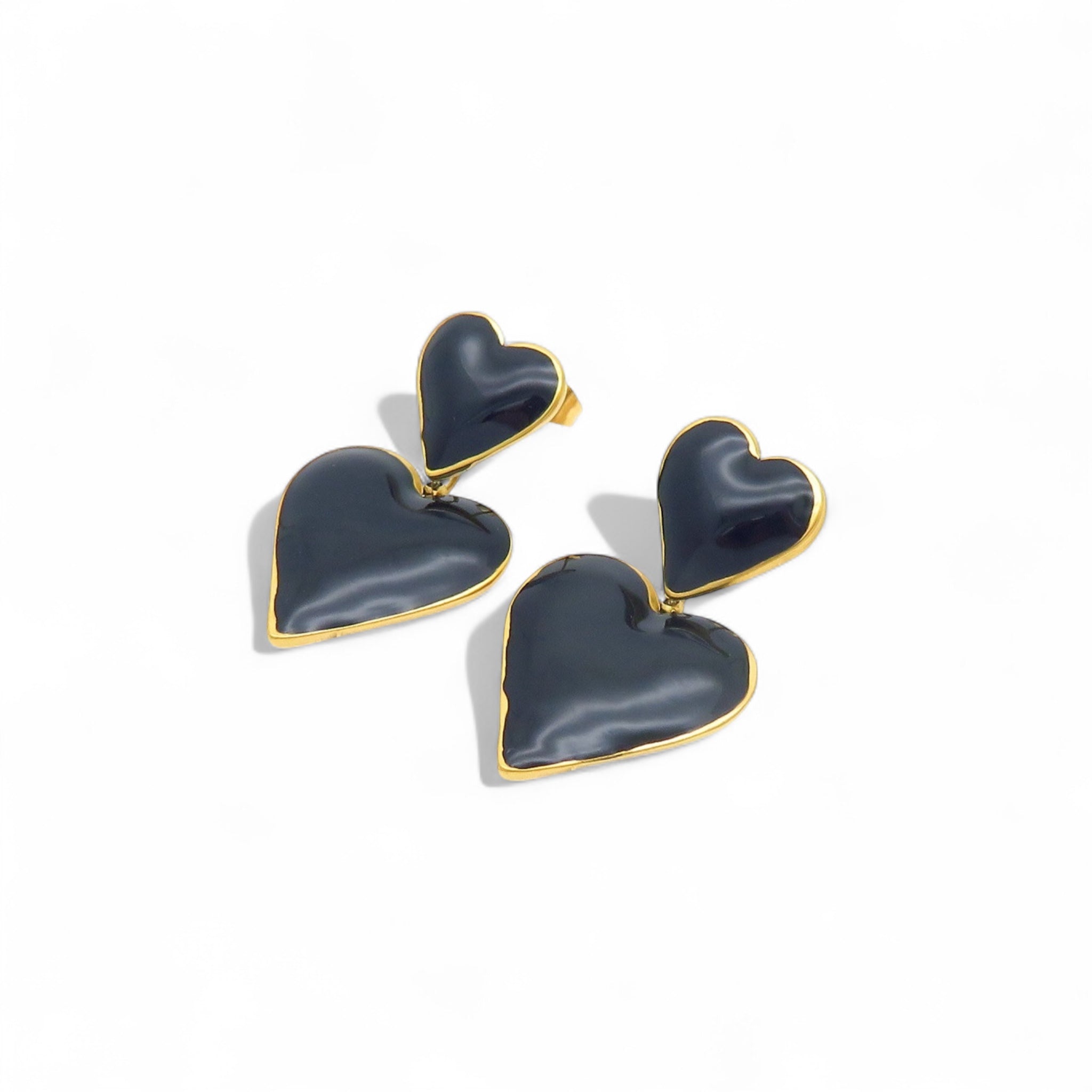 Double Hearts ~ Gold Earrings