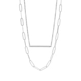 Engravable Paperclip Layered Bar ~ Silver Necklace