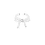 Pearl Bow Ring ~ Silver Ring