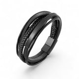 Men’s Layered Leather Bracelet ~ Black