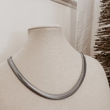 Unisex Flat Braided Herringbone Chain ~ Silver