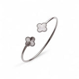 Double Clover ~ Silver Bangle