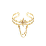 Star With Chain ~ Gold Ring