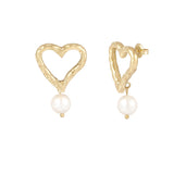 Sweetheart Pearls ~ Gold Earrings