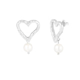 Sweetheart Pearls ~ Silver Earrings