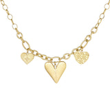 Triple Heart Charm ~ Gold Necklace
