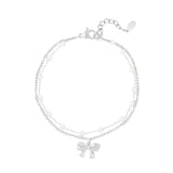 Bow & Pearls ~ Silver Bracelet