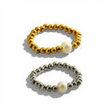 Stretch Beaded Pearl Ring