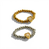 Stretch Beaded Heart Ring