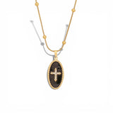 Inlaid Zirconia Cross Necklace